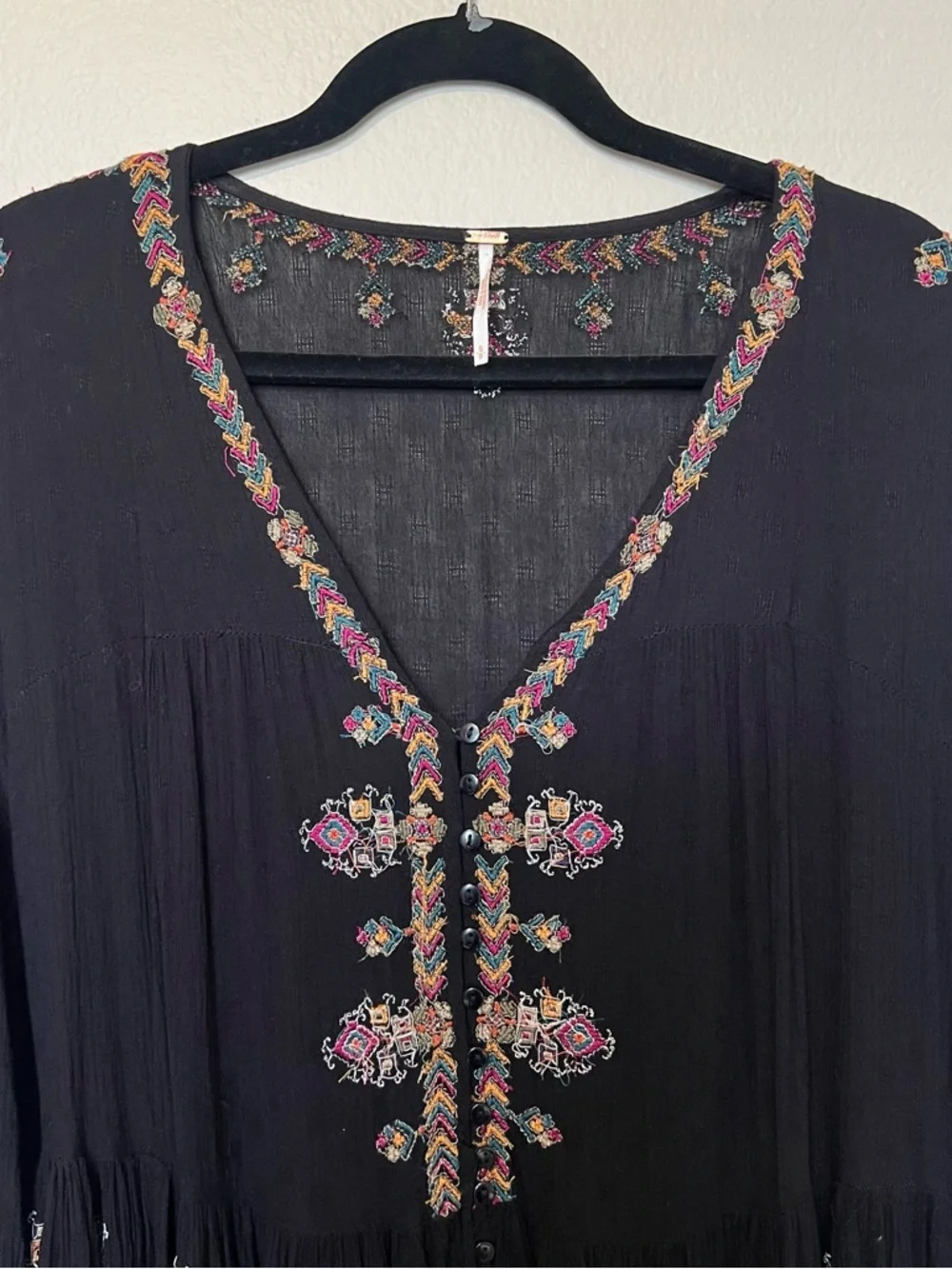 Free People Arianna Embroidered Blouson Tunic Multicolor Embroidery - Picture 7 of 11